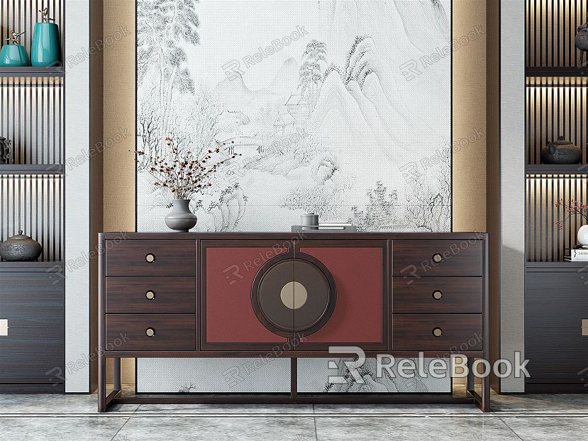 New Chinese-style Side Cabinet Decorative Cabinet model