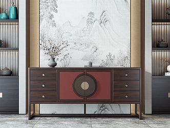 New Chinese-style Side Cabinet Decorative Cabinet 3d model