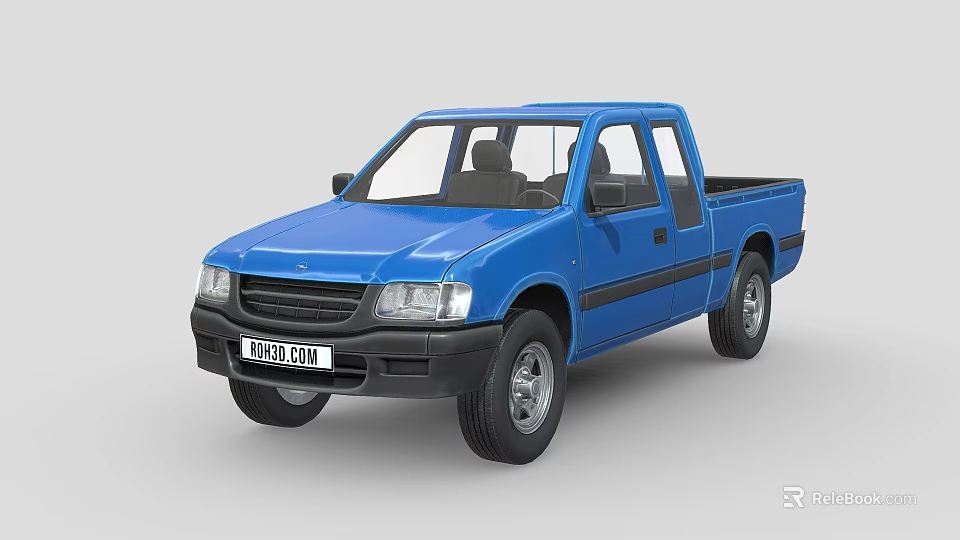 Blue Pickup Truck Exterior Design With Double Cab And Black Accents 3d model 