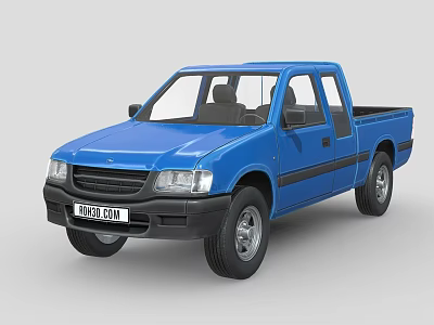 Blue Pickup Truck Exterior Design With Double Cab And Black Accents 3d model