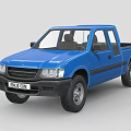 Blue Pickup Truck Exterior Design With Double Cab And Black Accents