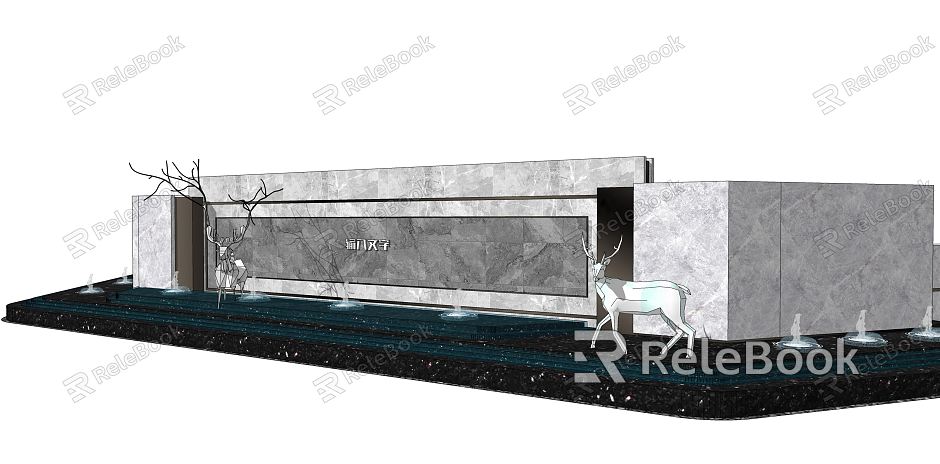 modern landscape wall waterscape wall model