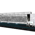 Modern Feature Wall Design With Marble Texture Deer Sculptures And Water Feature 3d model
