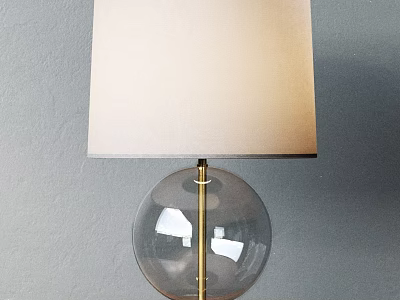 Modern Table Lamp with Square Beige Lampshade and Transparent Glass Spherical Base Gold Metal Stand 3d model