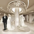Elegant Modern Wedding Dress Store Interior With Dresses 3d model