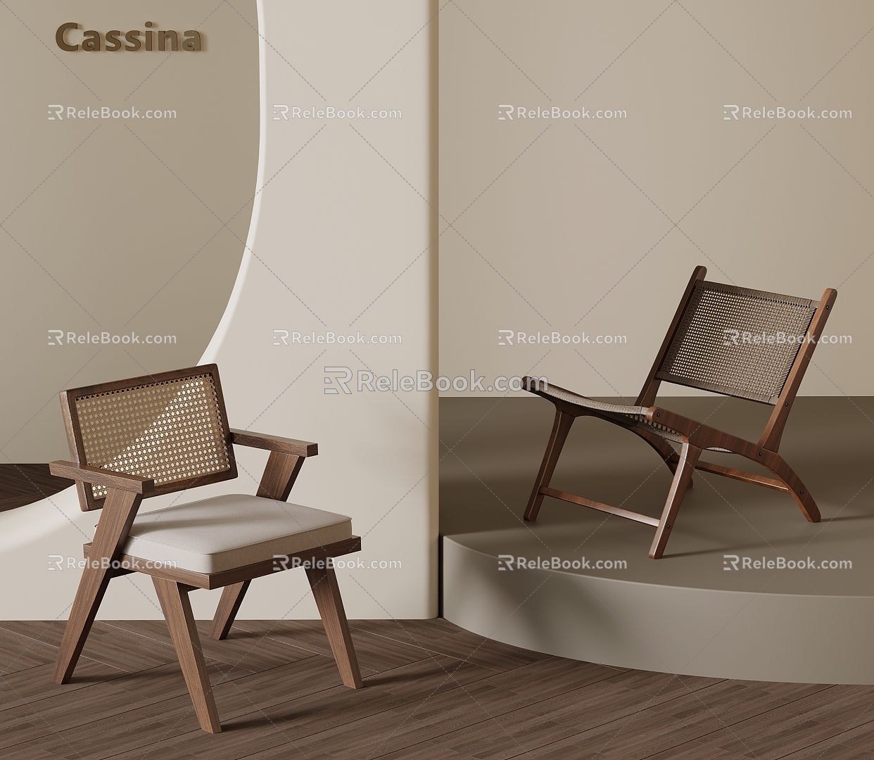 Quiet Rattan Chair Dining Chair Leisure Chair 3d model