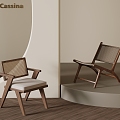 Quiet Rattan Chair Dining Chair Leisure Chair 3d model