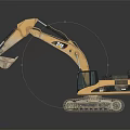Yellow CAT Tracked Excavator With Front Bucket For Heavy Construction Work 3d model