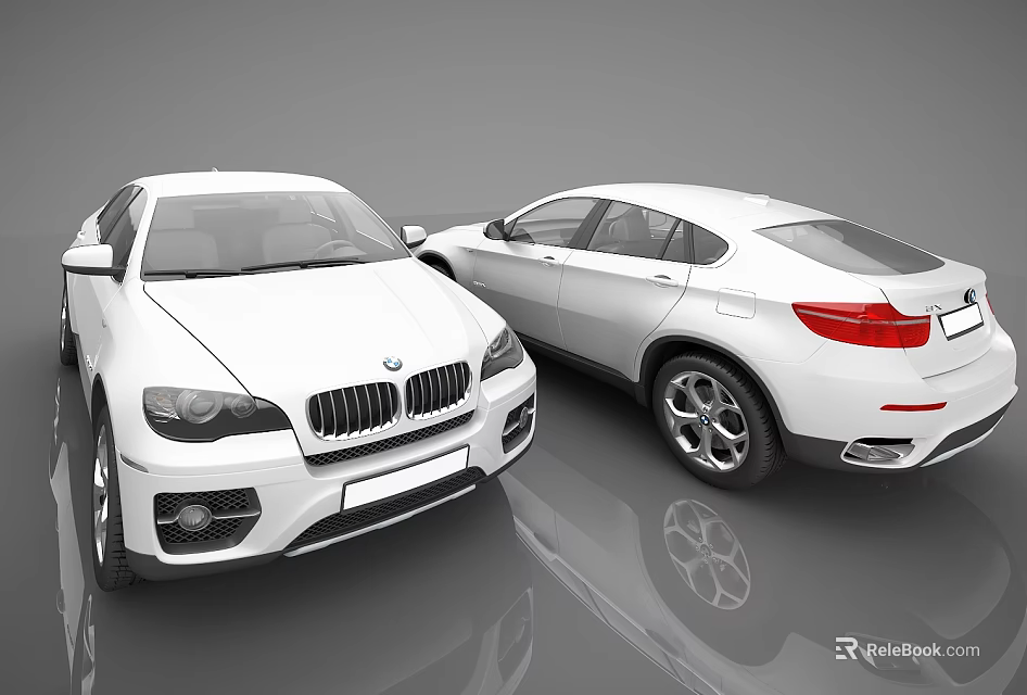 White BMW SUV And Coupe Crossover Cars With Modern Exterior Design 3d model 