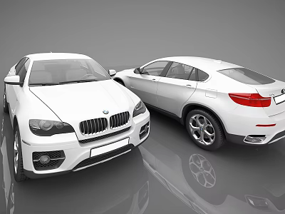 White BMW SUV And Coupe Crossover Cars With Modern Exterior Design 3d model