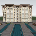 New Chinese-style Residential Building Multi-storey Residence 3d model