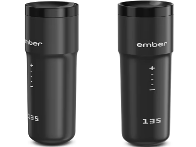 Ember Black Mug Pair Featuring 135 Degree Display and Control Buttons 3d model