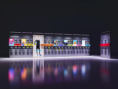 Modern Retail Display Shelves With LED Lighting And Colorful Product Showcase 3d model