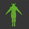 Mythical Horned Creature Character With Muscular Body And Rough Stone Texture