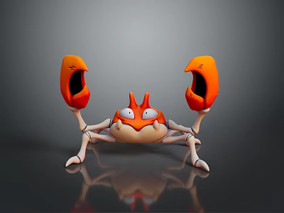 Cartoon Crab With Open Orange Claws And White Legs Playful Aquatic Animal 3d model