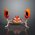 Cartoon Crab With Open Orange Claws And White Legs Playful Aquatic Animal