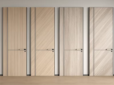 Modern Wooden Hinged Doors Design With Textured Surfaces And Sleek Handles 3d model
