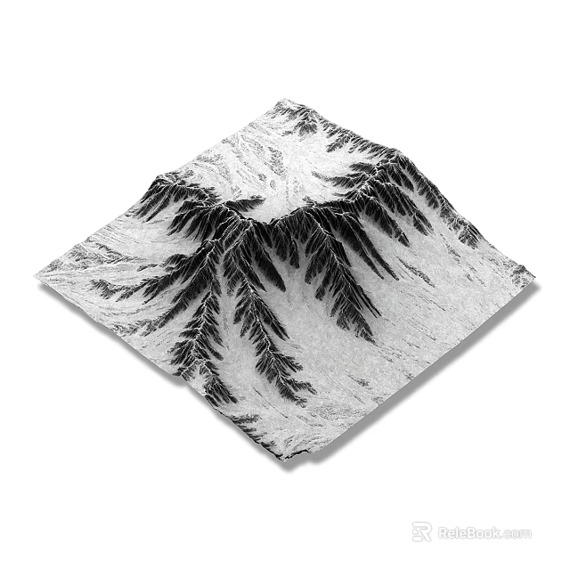 3D Garden Ornament With Mountain Landscape Design And Black White Texture 3d model 