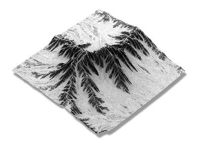 3D Garden Ornament With Mountain Landscape Design And Black White Texture 3d model