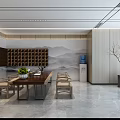 Modern Office Interior With Wooden Panel Walls Executive Desk Leather Sofa And Landscape Painting