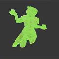 Golden Game Movie Character Statue in Sitting Pose Holding Objects with Hands