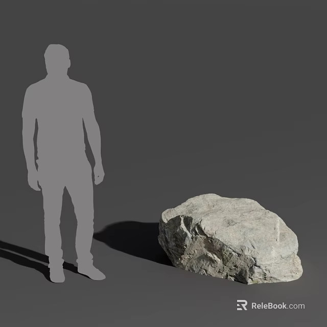 Large Natural Stone Formation With Human Silhouette For Scale On Gray Background 3d model