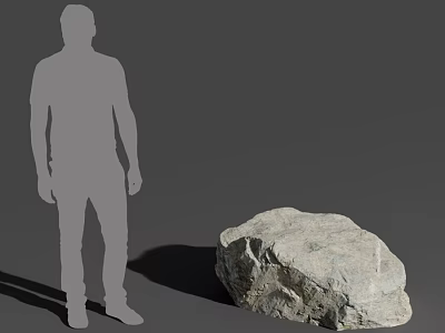Large Natural Stone Formation With Human Silhouette For Scale On Gray Background 3d model