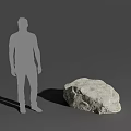 Large Natural Stone Formation With Human Silhouette For Scale On Gray Background 3d model