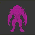 Fierce Wolf Like Creature 3D Model With Dark Blue Fur Sharp Teeth And Claws