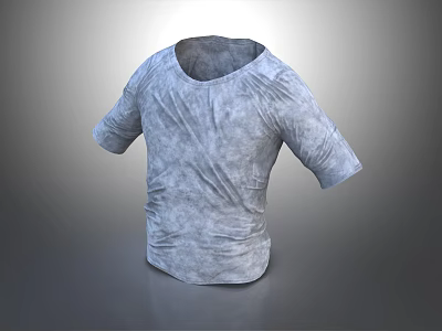 Gray T-shirt 3D Model With Textured Fabric And Short Sleeves Design 3d model