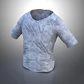 Gray T-shirt 3D Model With Textured Fabric And Short Sleeves Design