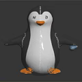 Cute Penguin Plush Doll With Black White Body Orange Feet And Blue Ball