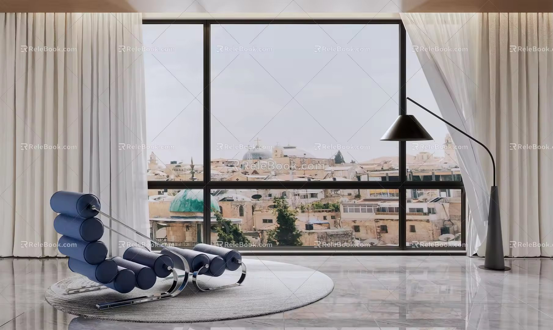 modern recliner curtain window screen 3d model