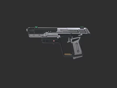 Futuristic Weapon Gun With Metallic Body And Green Accent Lights 3d model