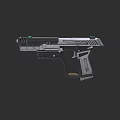 Futuristic Weapon Gun With Metallic Body And Green Accent Lights