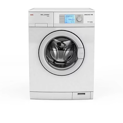 White Front Load Washing Machine With Digital Display And Control Panel 3d model