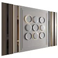 Modern Bedroom Accent Wall With Illuminated Circular Decor And Light Gray Finish