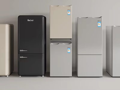 Various Refrigerators And Freezers In Different Colors And Styles On 3d model