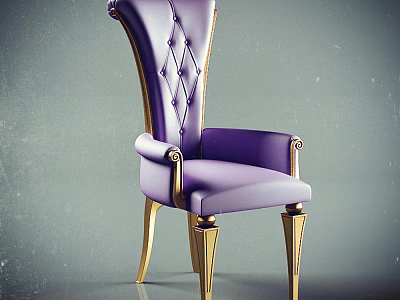 Purple Accent Chair With Gold Accents Diamond Tufted Backrest And Armrests 3d model