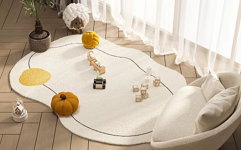 Modern Carpet Cream Style Carpet Ornaments 3d model