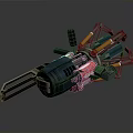 Sci Fi Weapon With Mechanical Design Blue Red Yellow Metal Components 3d model