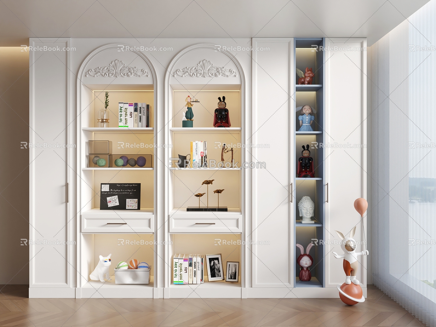 French Bookcase European Bookcase Decorative Cabinet Creative Cabinet 3d model