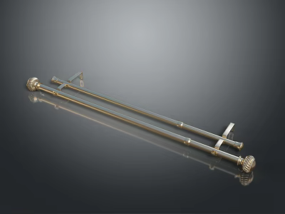 Sturdy Metal Curtain Rods With Ball Finials And Installation Hardware 3d model