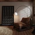 Hotel Guest Room With Wooden Ceiling Flooring Large Bed Round Woven Rug And Decorative Painting