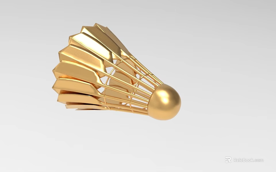 Golden Badminton Shaped Ornament Decoration Set For Modern Home Decor 3d model 