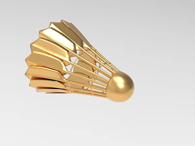 Golden Badminton Shaped Ornament Decoration Set For Modern Home Decor 3d model