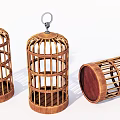 Three Piece Wooden Birdcage Decorative Ornament Set for Home Tabletop Decoration