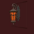 Vintage Wall Sconce with Ornate Carvings Lit on Brown Textured Wall