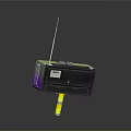 Colorful Vintage Boombox With Dual Speakers Antenna And Control Panel On Yellow Stand
