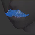 Realistic Gray Model Head with Detailed Nose and Brown Curly Mustache